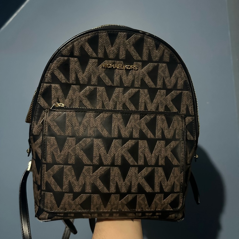 Michael Kors Black and Brown Logo Backpack